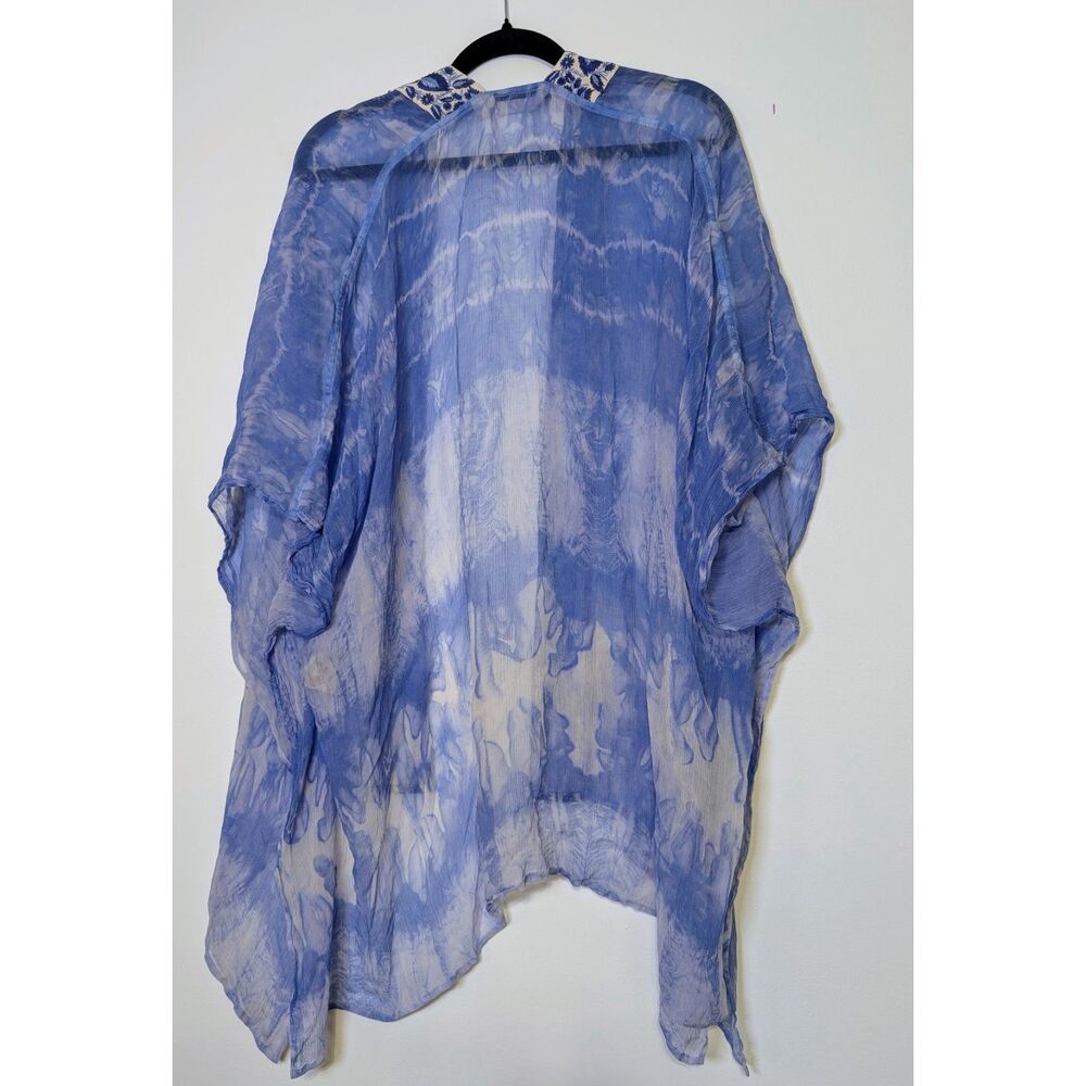 Soft Surroundings Blue Tie Dye Kimono Duster Boho Lightweight L/XL - Picture 3 of 6